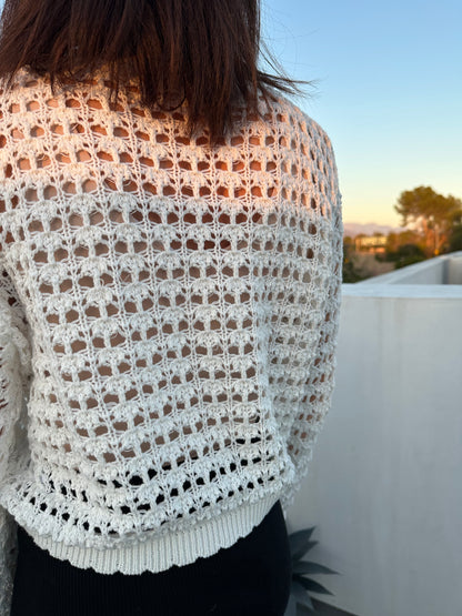 White Long Sleeve Knitted Top