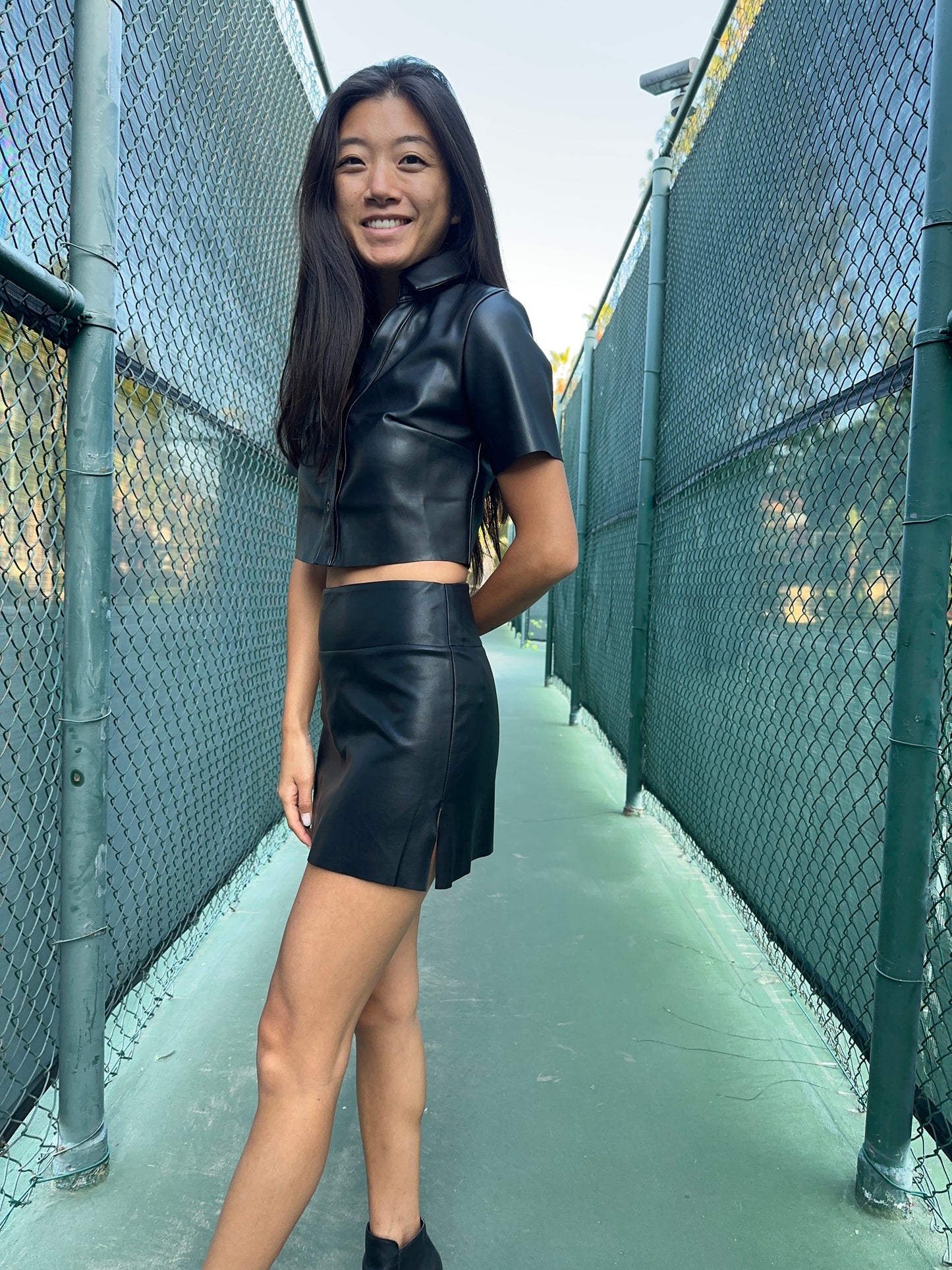 Black Vegan Leather Mini Skirt