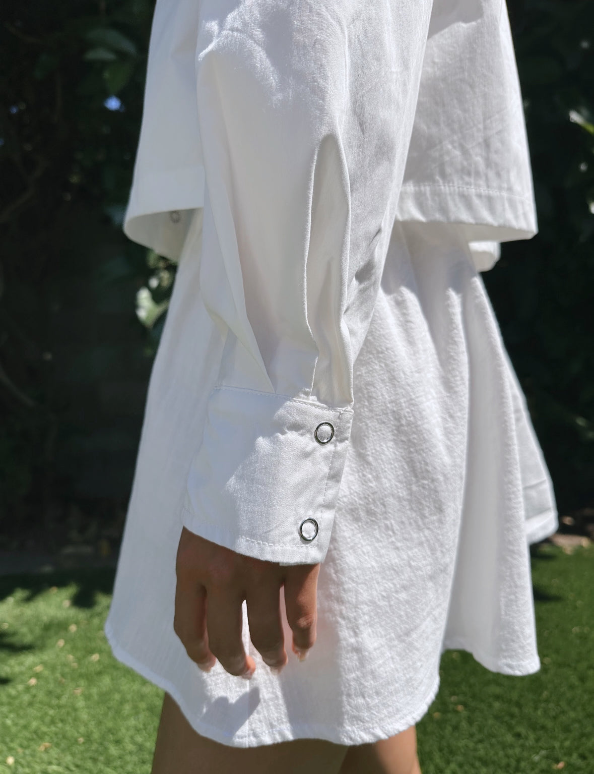 White Long Sleeve Collared Crop Button Up