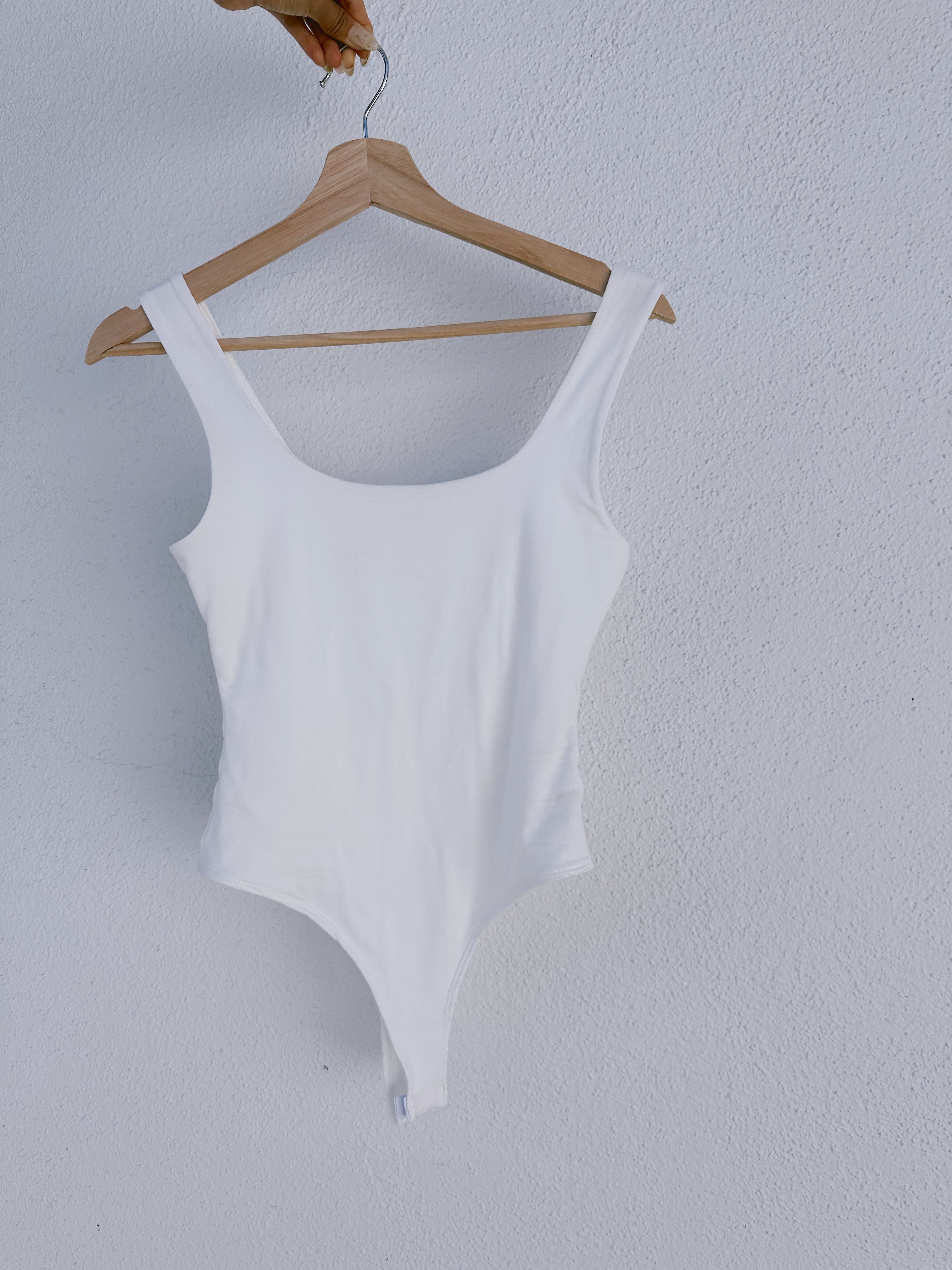 White Sleeveless Scoop Neck Bodysuit