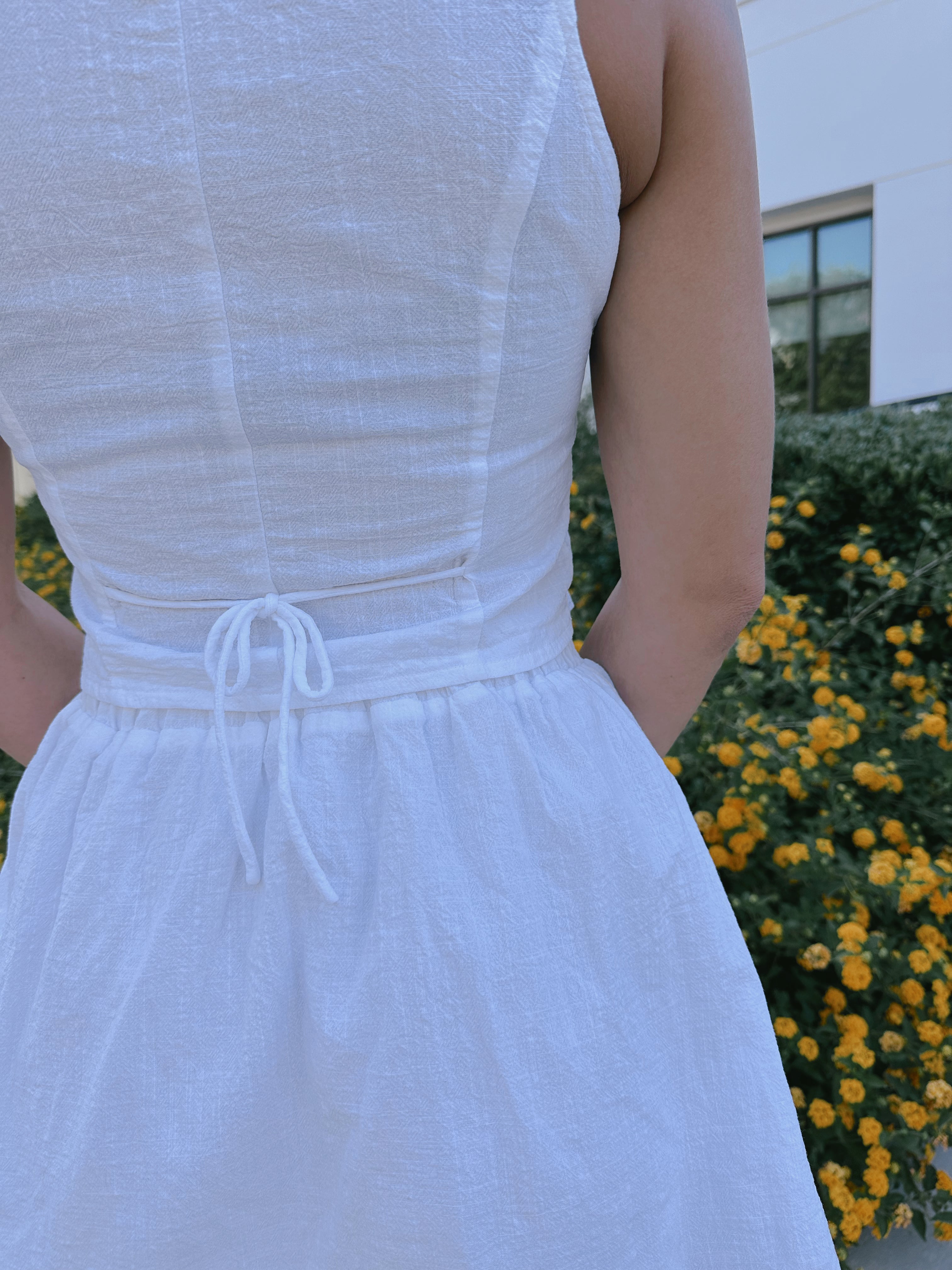 White Vest Top and Flared Skirt Set