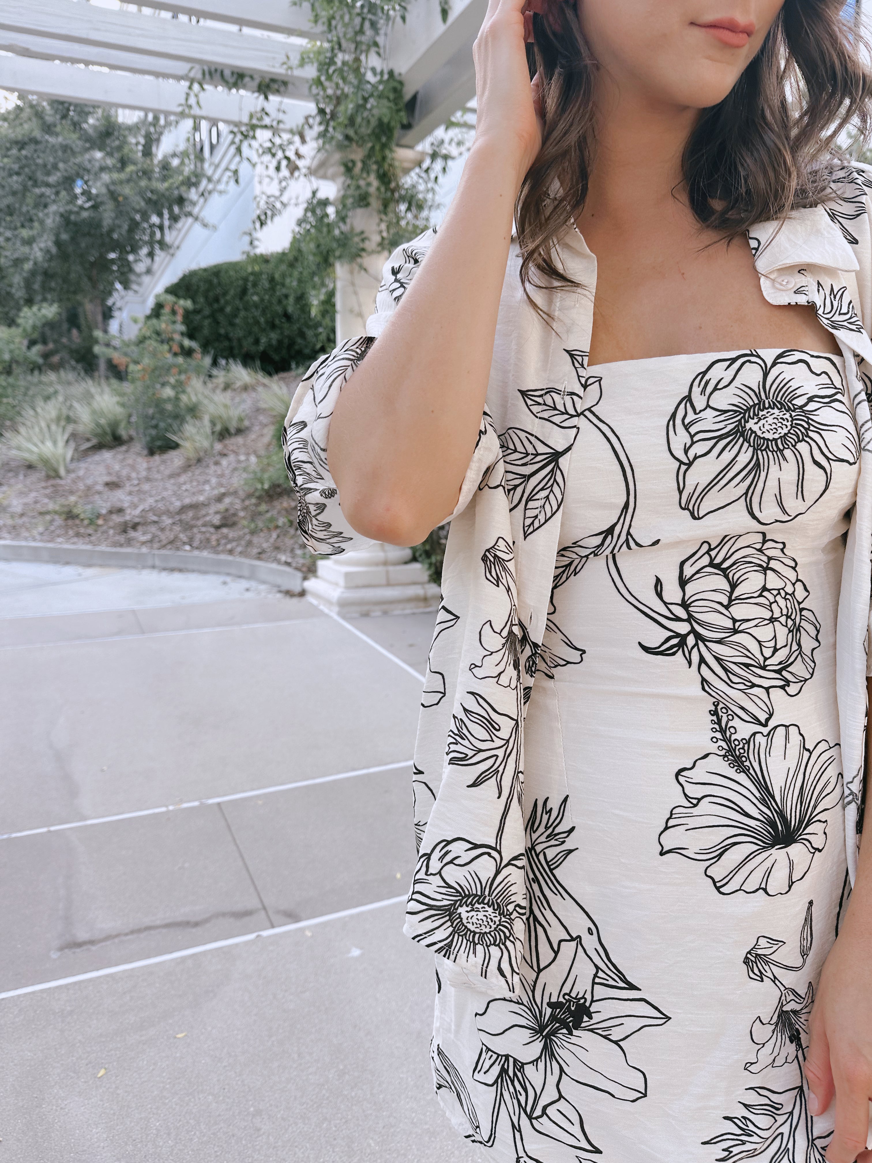 Floral Button-Up Shirt with Matching Mini Dress