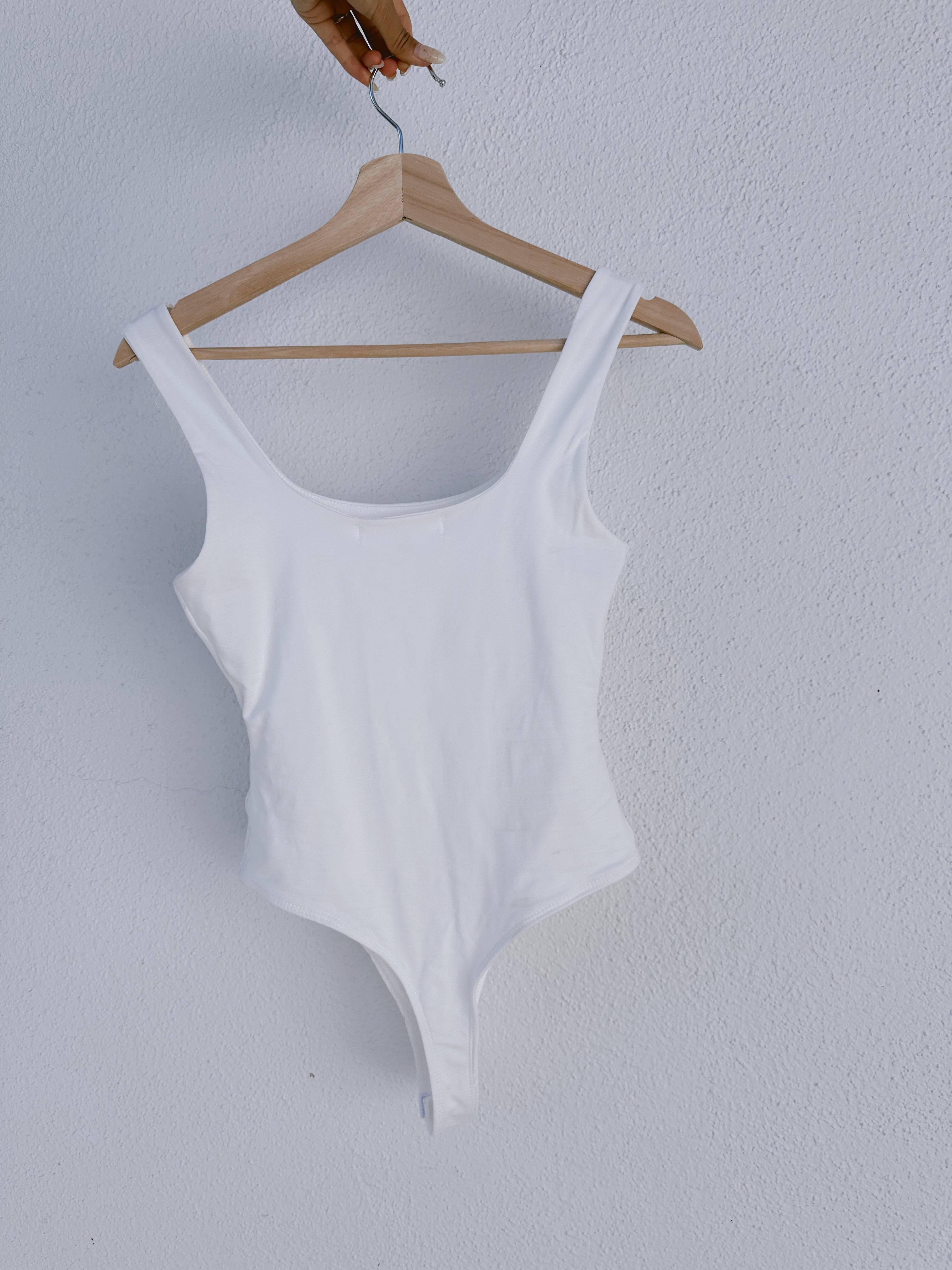 White Sleeveless Scoop Neck Bodysuit